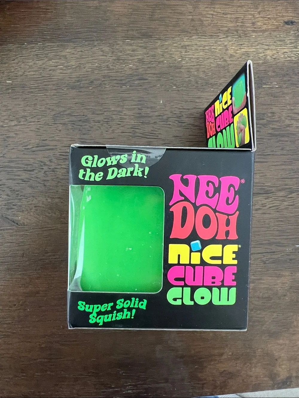 NeeDoh Nice Cube Glow - GREEN, 1 pc-Super Solid Squish Fidget Sensory Toy - NIB
